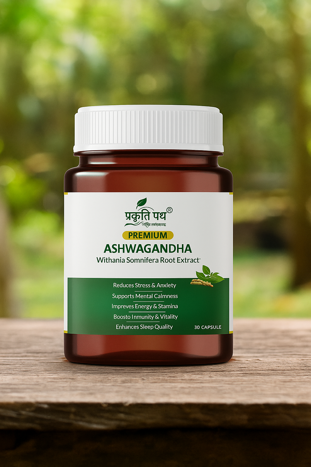 Prakruti Path Premium Ashwagandha Capsules – Withania Somnifera Root Extract (500 mg)